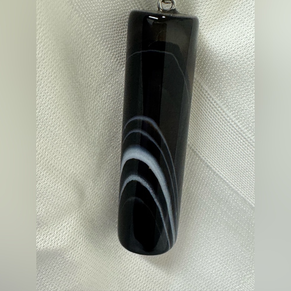 Thousand Eye Agate gemstone necklace 2.25” pendant 11” with chain